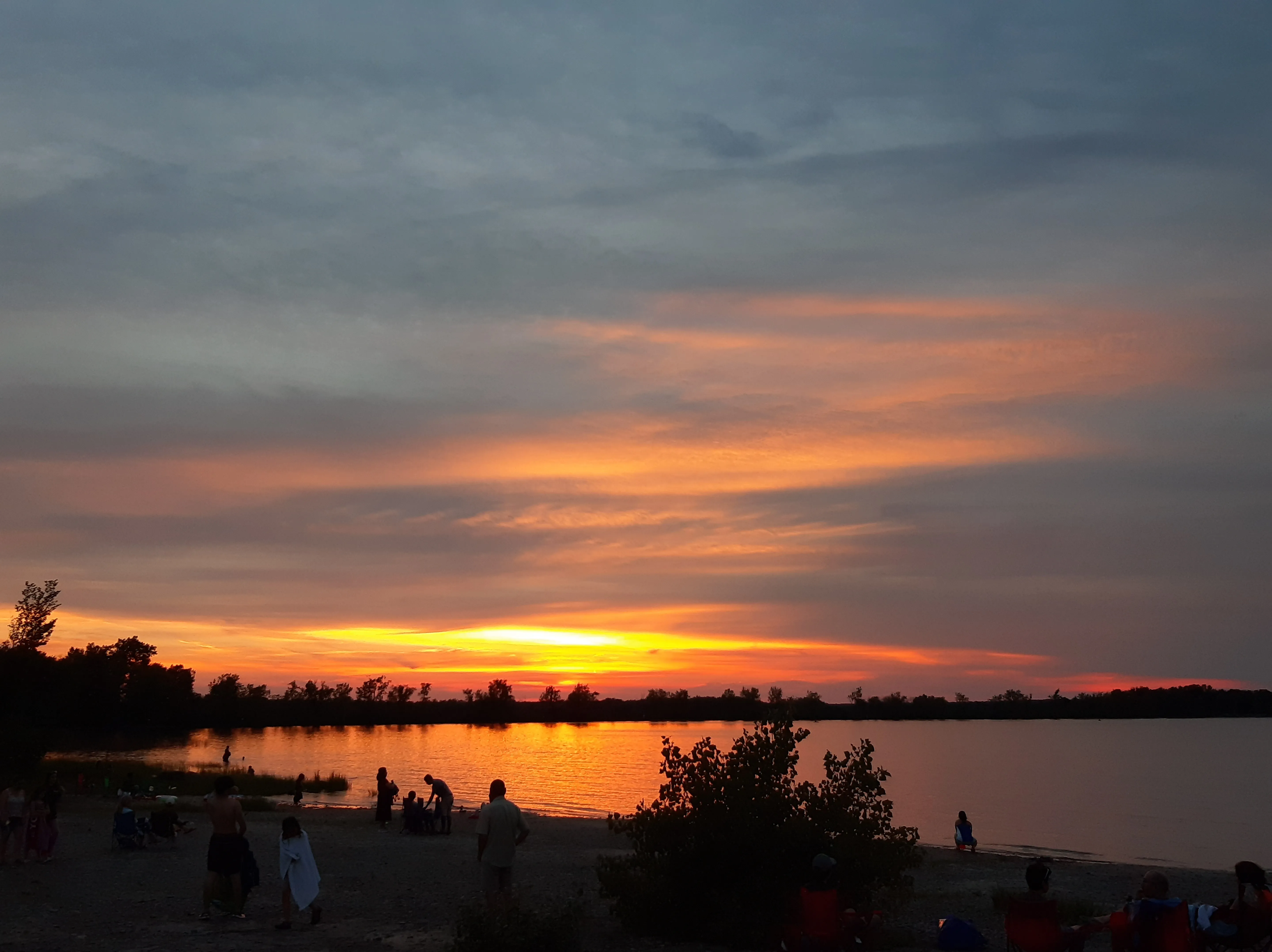 Sunset behind river