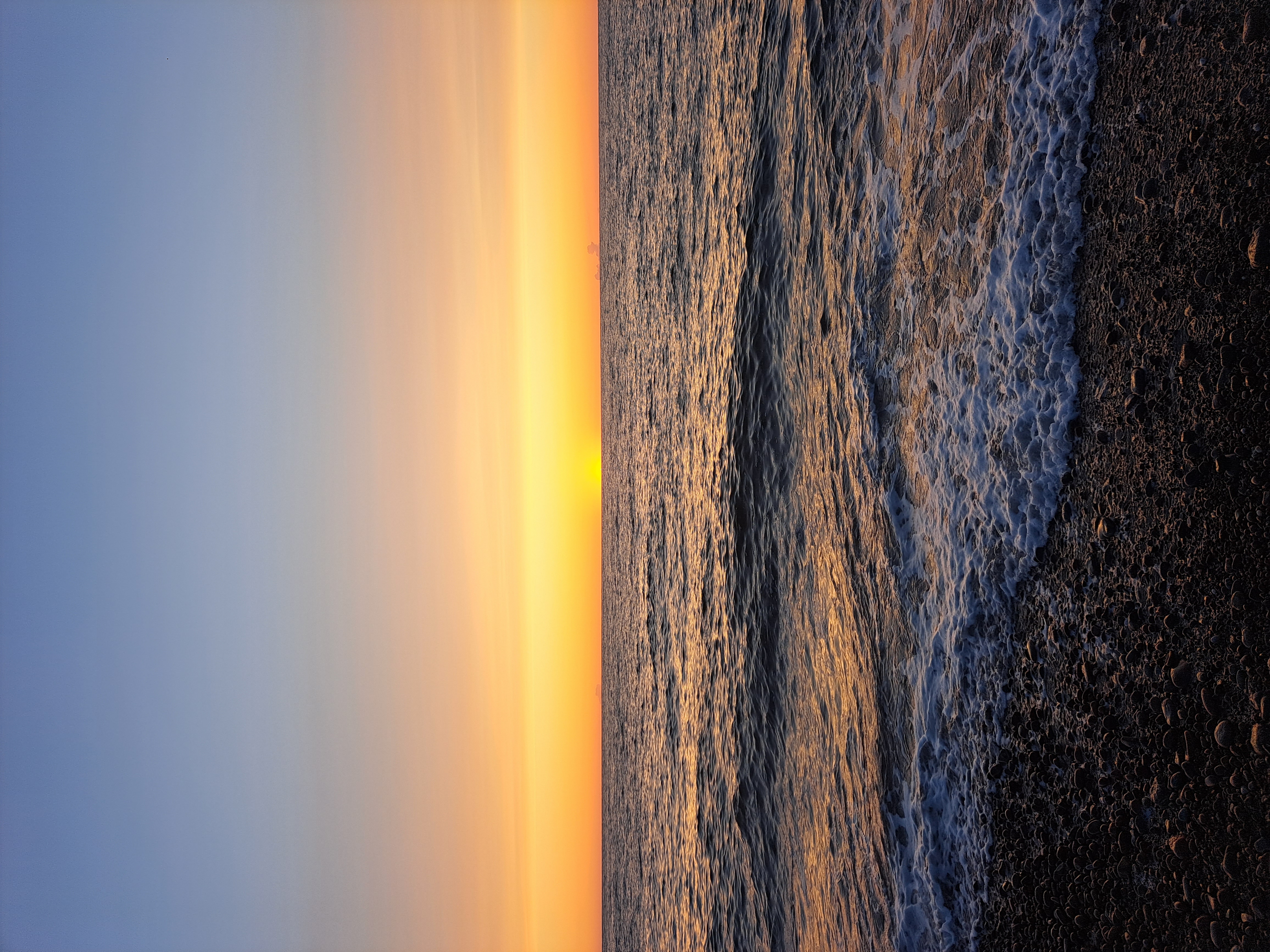 Blue and orange sunset above ocean