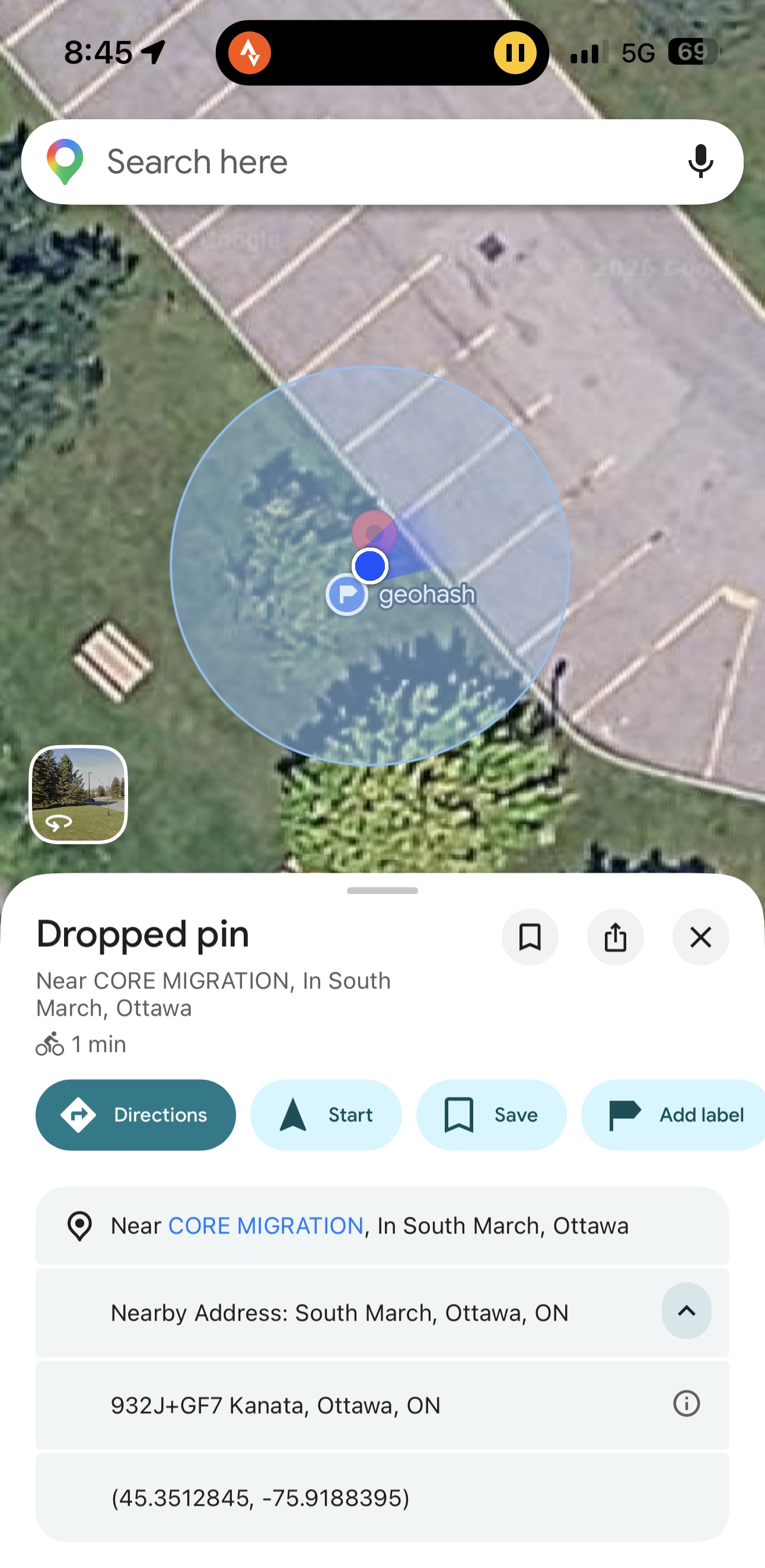 Map of the geohash location