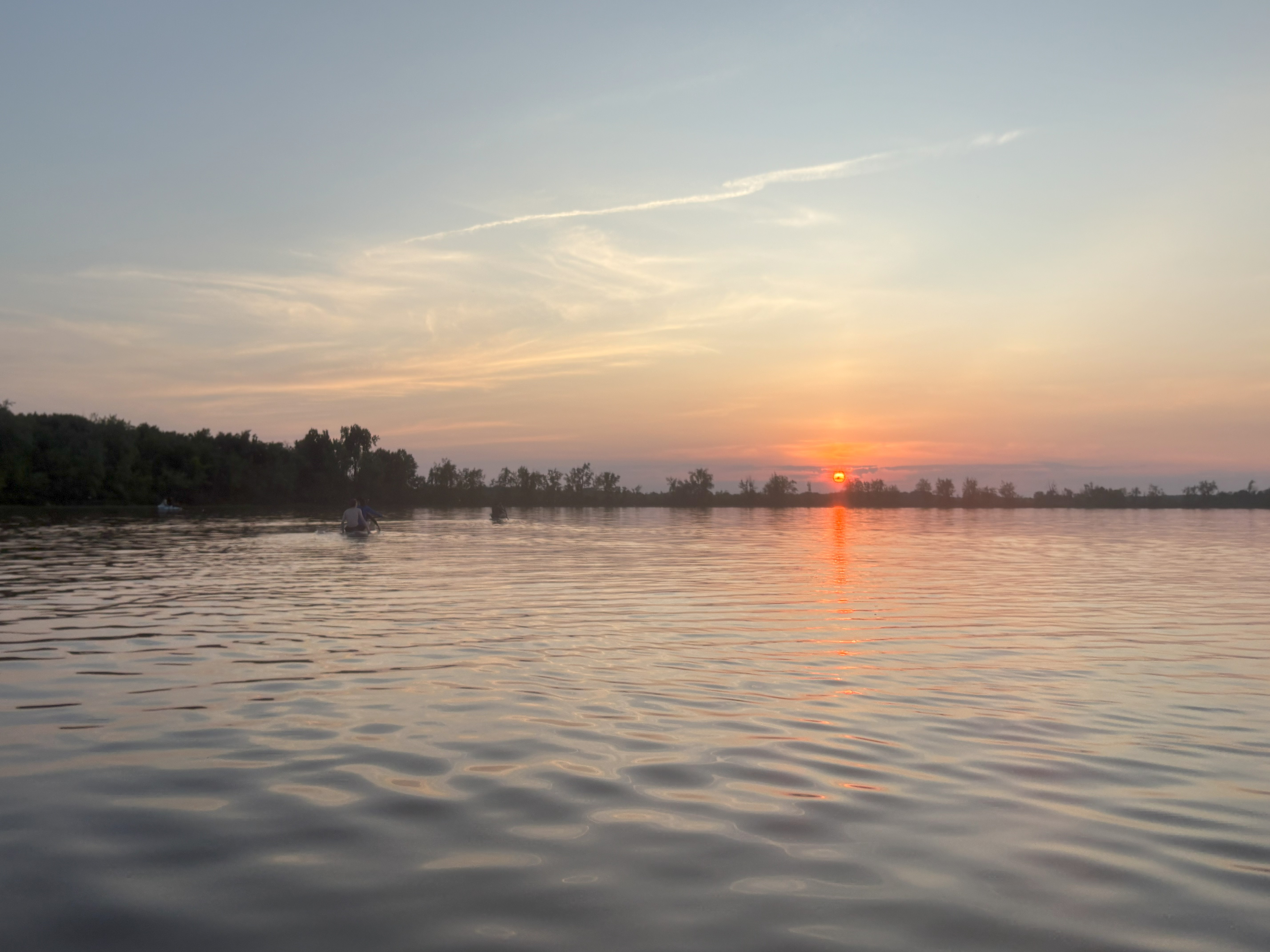 Sunset above lake