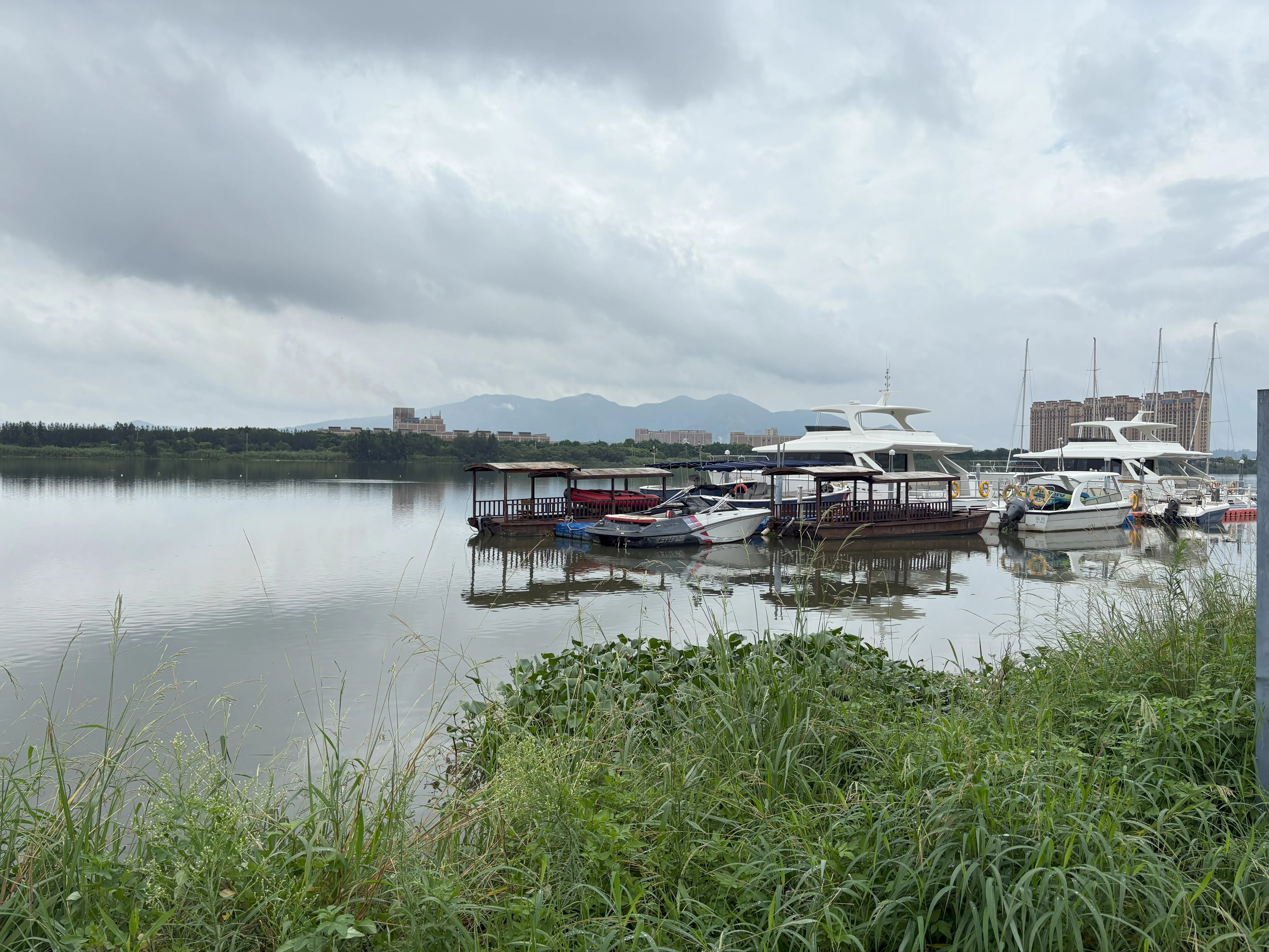 Landscape of boats on river