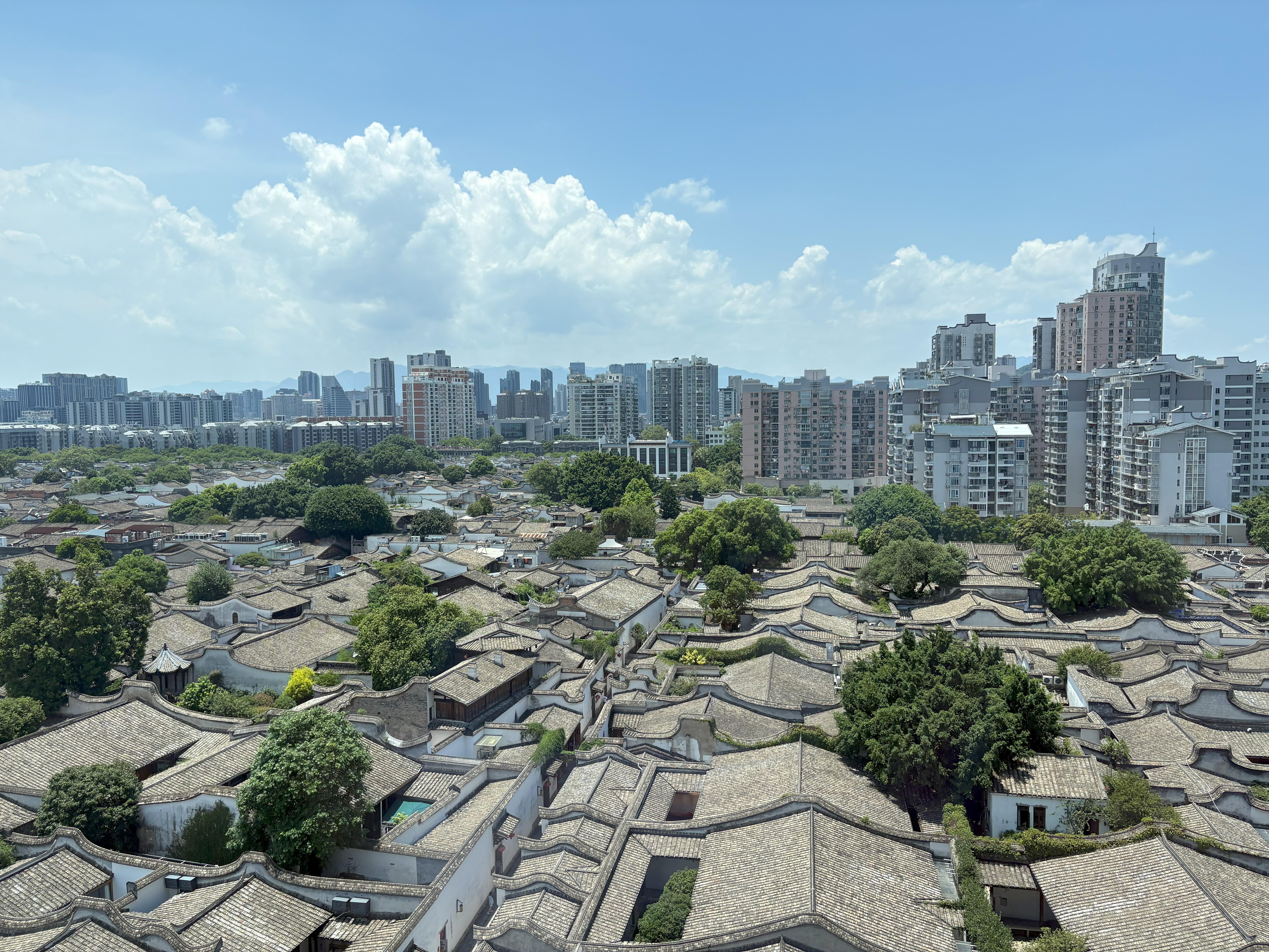 Rooftop view of historical buildings