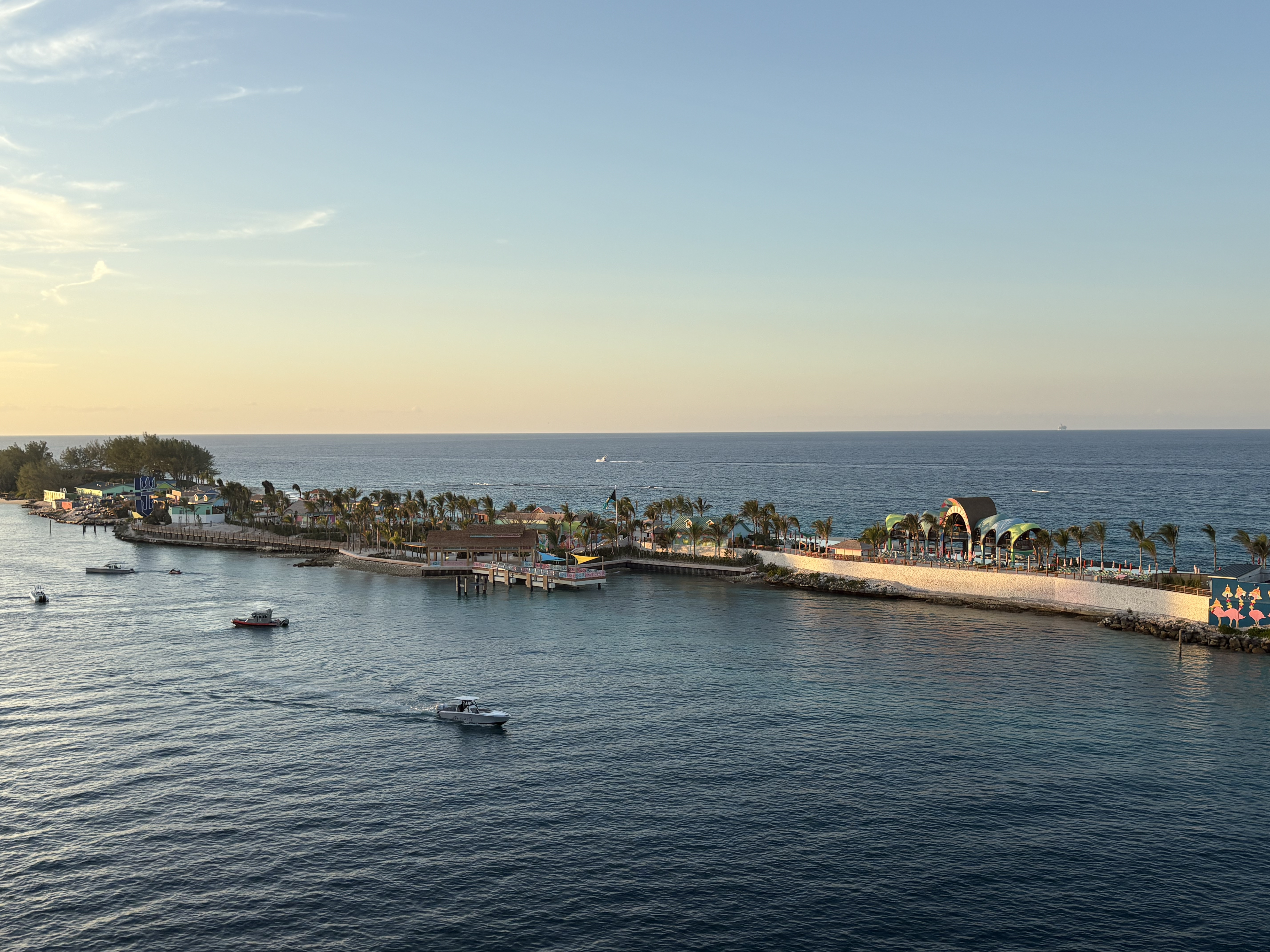 Ocean with peninsula of buildings