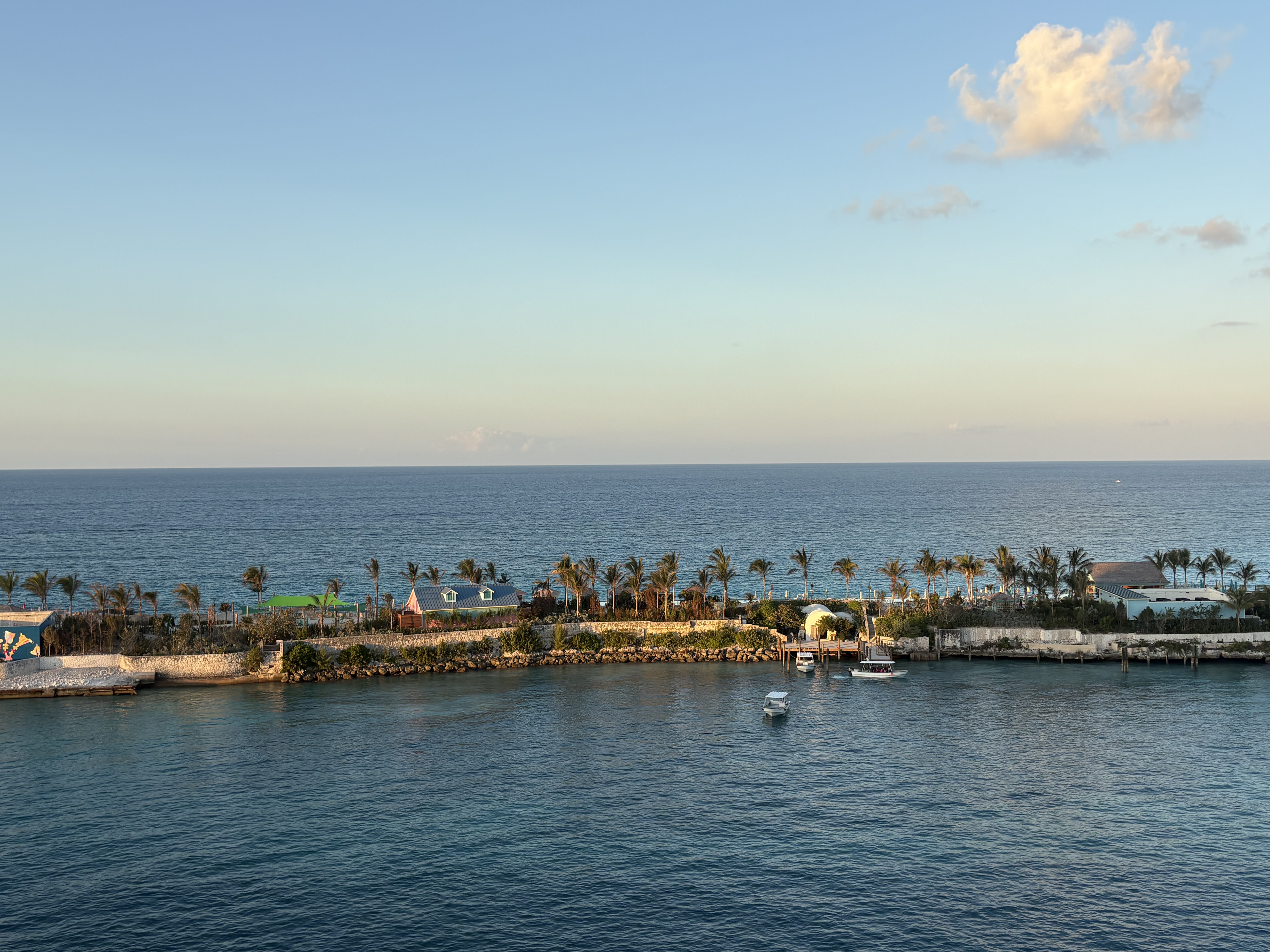Ocean with peninsula of buildings
