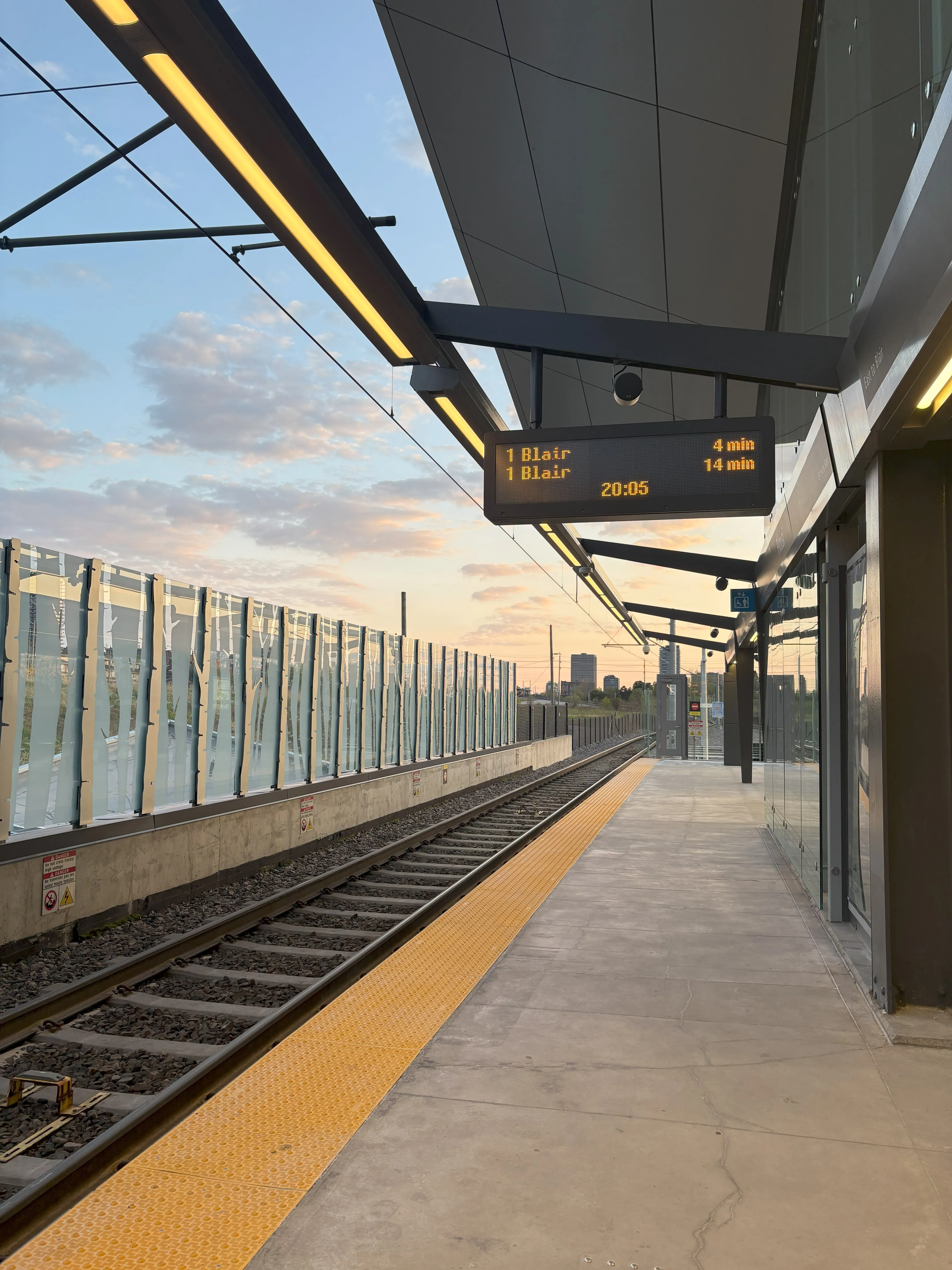Pink sunset at LRT station