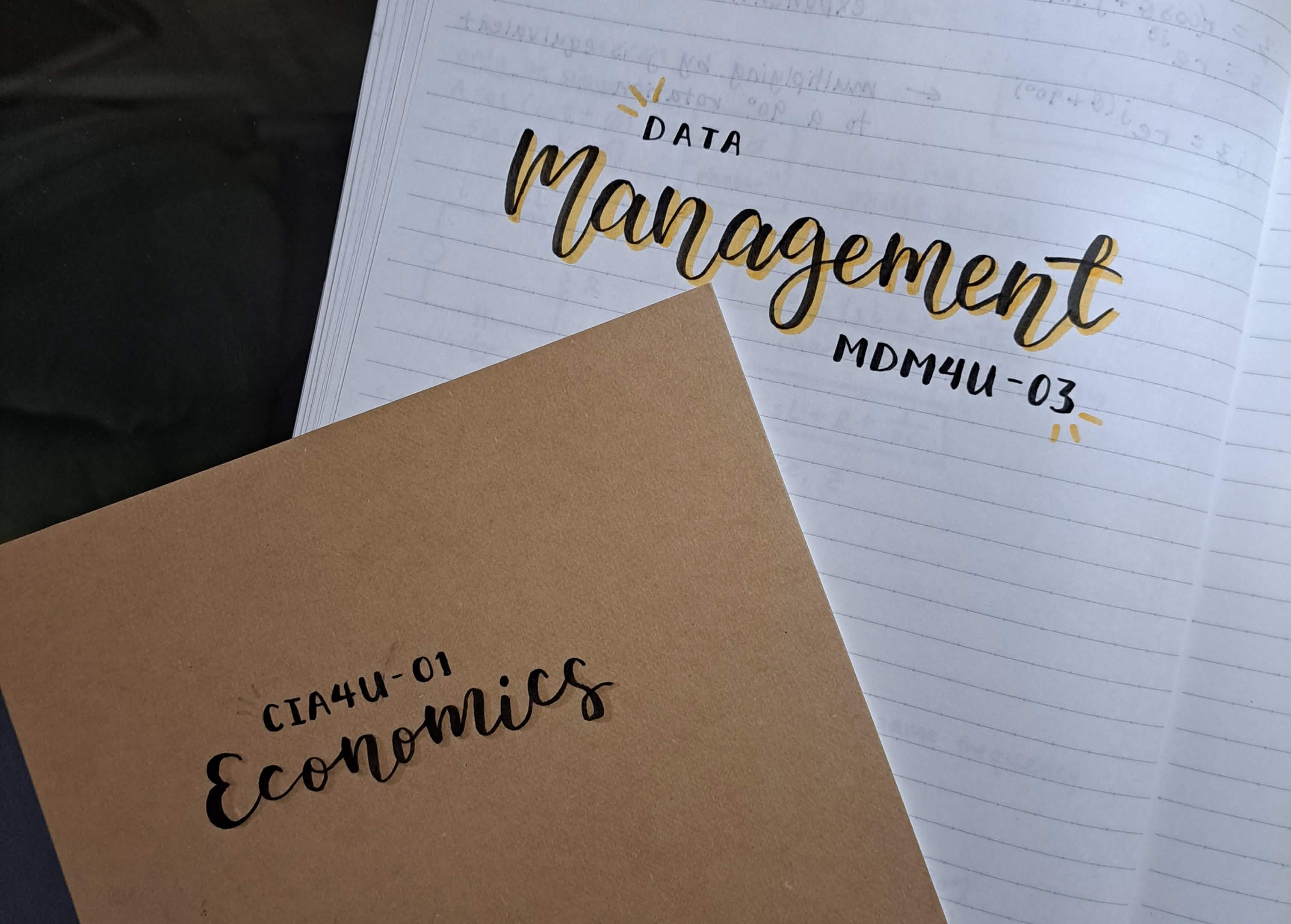 Notebooks with calligraphy titles
