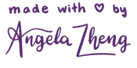 Handwritten text displaying 'Made with love by Angela Zheng'