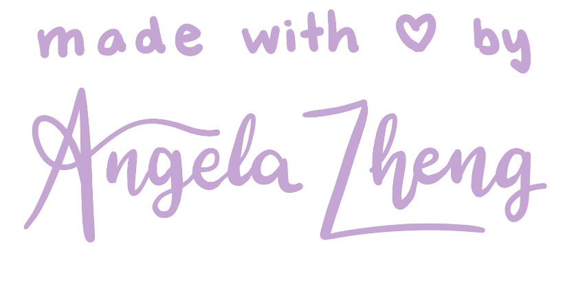 Handwritten text displaying 'Made with love by Angela Zheng'
